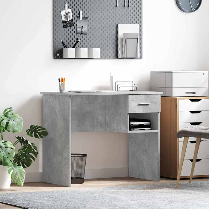 Birou cu sertar Gri beton 90 x 49.5 x 75 cm Lemn compozit - WALTI WALTI