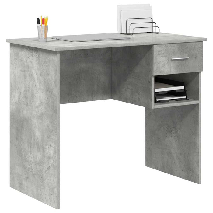 Birou cu sertar Gri beton 90 x 49.5 x 75 cm Lemn compozit - WALTI WALTI