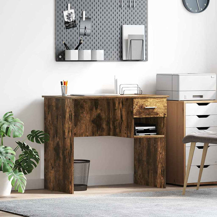 Birou cu sertar Stejar afumat 90 x 49.5 x 75 cm Lemn compozit - WALTI WALTI