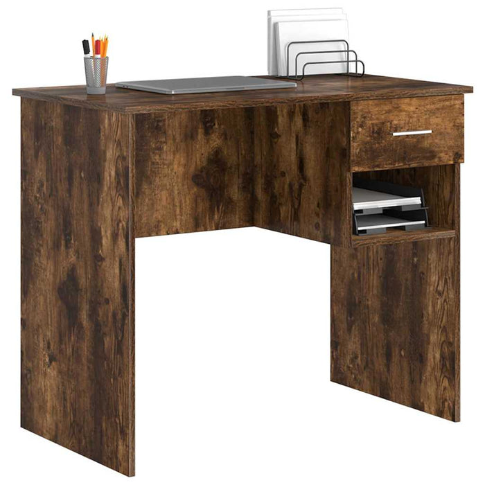 Birou cu sertar Stejar afumat 90 x 49.5 x 75 cm Lemn compozit - WALTI WALTI