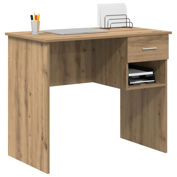 Birou cu raft stejar artizanal 90 x 49.5 x 75 cm Lemn compozit - WALTI WALTI