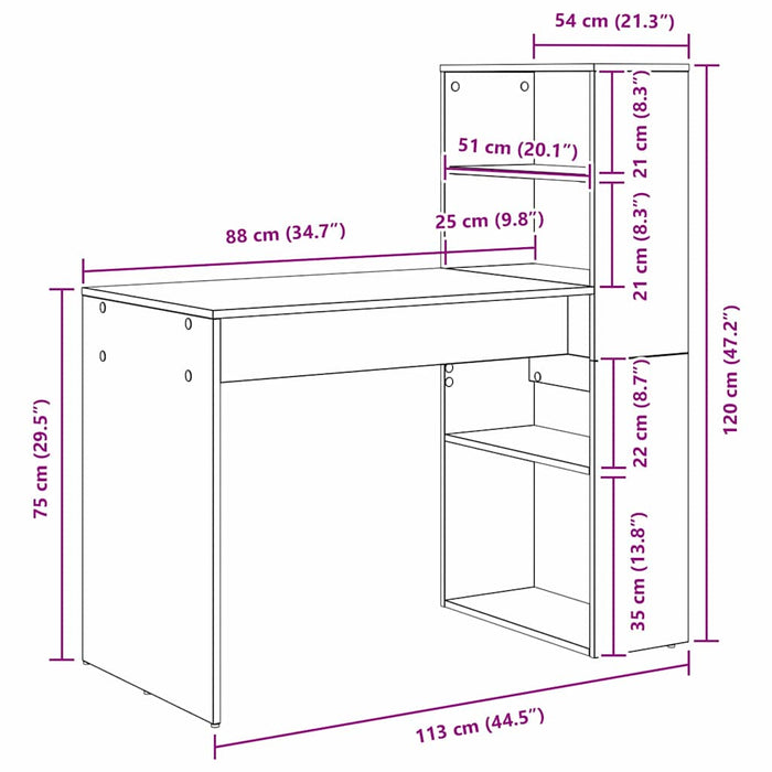Birou cu raft cu depozitare Alb 113 x 54 x 120 cm Lemn compozit - WALTI WALTI