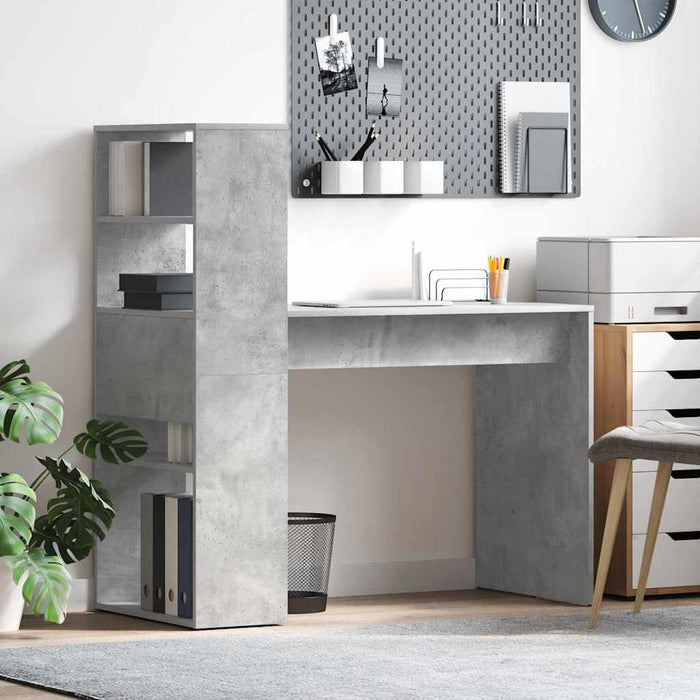 Birou cu raft Gri din beton 113 x 54 x 120 cm Lemn compozit - WALTI WALTI