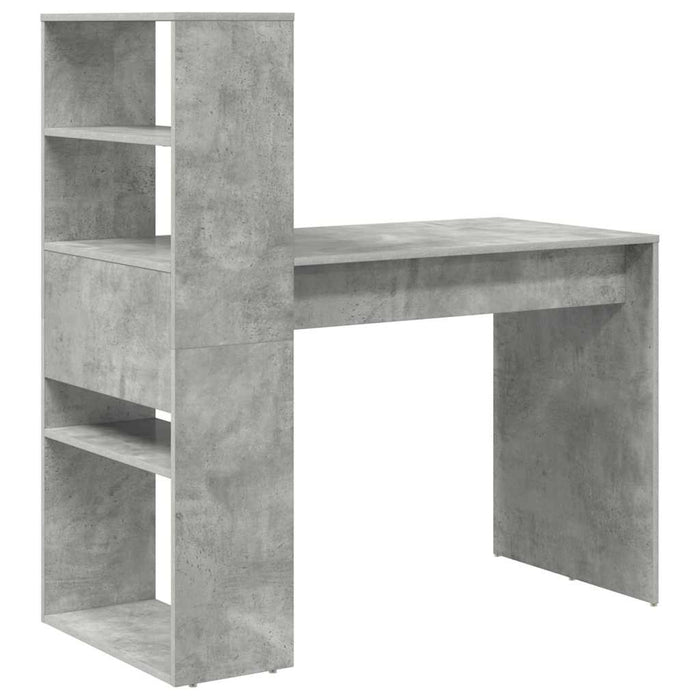 Birou cu raft Gri din beton 113 x 54 x 120 cm Lemn compozit - WALTI WALTI