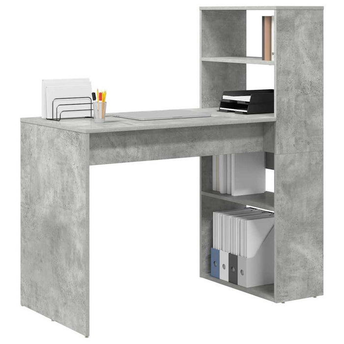Birou cu raft Gri din beton 113 x 54 x 120 cm Lemn compozit - WALTI WALTI