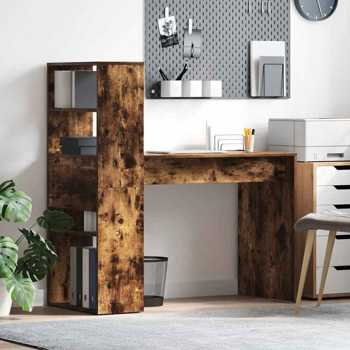 Birou cu raft Stejar fumuriu 113 x 54 x 120 cm Lemn compozit - WALTI WALTI