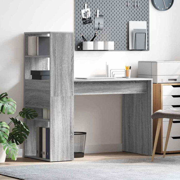 Birou cu raft Gri Sonoma 113 x 54 x 120 cm Lemn compozit - WALTI WALTI