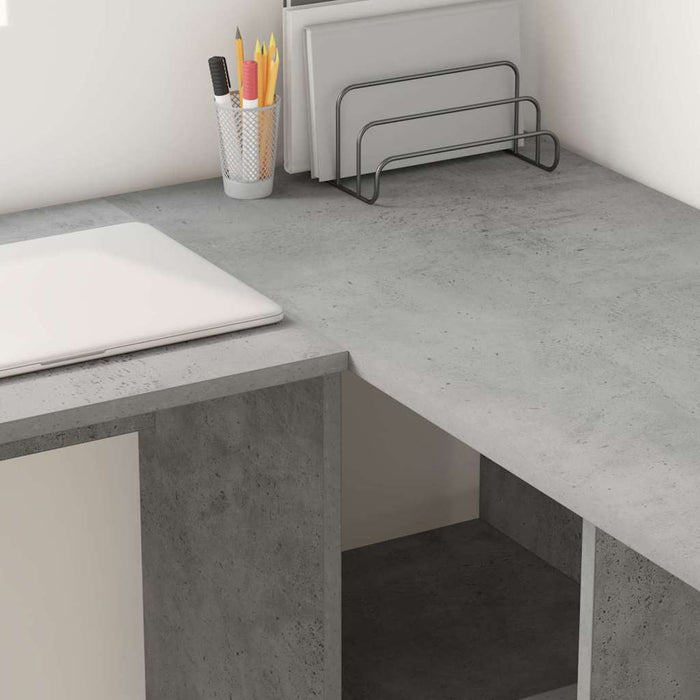 Birou cu raft Gri beton 142 x 102 x 73 cm Lemn compozit - WALTI WALTI