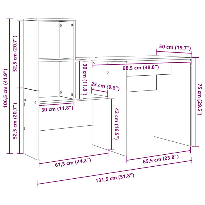Birou cu raft Alb 131.5 x 50 x 106.5 cm Lemn compozit - WALTI WALTI