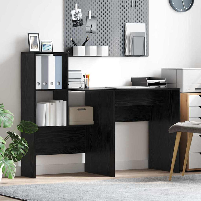 Birou cu raft Stejar negru 131.5 x 50 x 106.5 cm Lemn compozit - WALTI WALTI