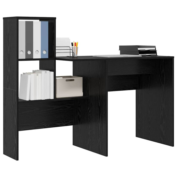 Birou cu raft Stejar negru 131.5 x 50 x 106.5 cm Lemn compozit - WALTI WALTI