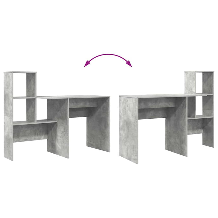 Birou cu raft Gri beton 131.5 x 50 x 106.5 cm Lemn compozit - WALTI WALTI