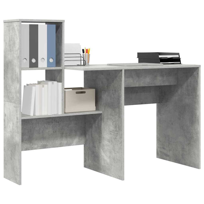 Birou cu raft Gri beton 131.5 x 50 x 106.5 cm Lemn compozit - WALTI WALTI