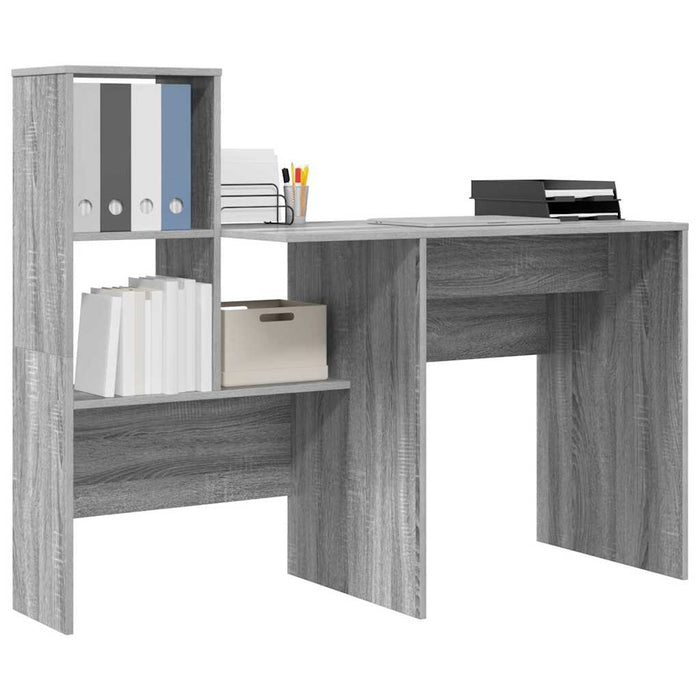 Birou cu raft sonoma gri 131.5 x 50 x 106.5 cm Lemn compozit - WALTI WALTI