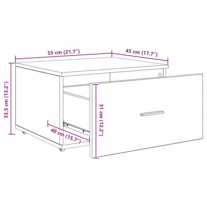 Dulap cu sertare cu roata Alb 55 x 45 x 33.5 cm Lemn compozit - WALTI WALTI