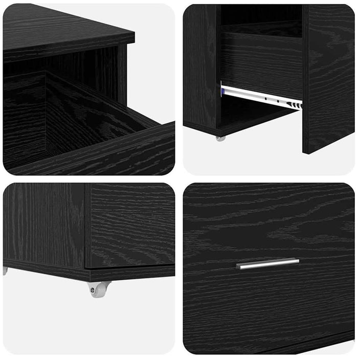 Dulap cu sertare cu roata Negru 55 x 45 x 33.5 cm Lemn compozit - WALTI WALTI