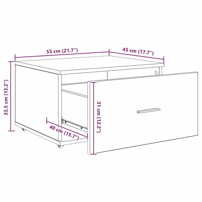 Dulap cu sertare cu roata Maro 55 x 45 x 33.5 cm Lemn compozit - WALTI WALTI