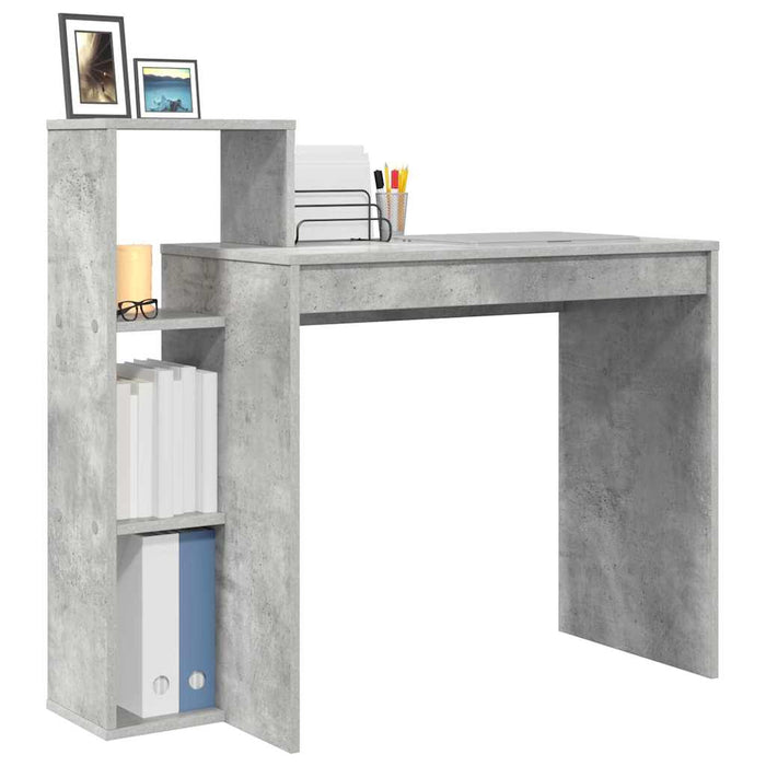Birou cu raft Gri beton 100 x 40 x 90 cm Lemn compozit - WALTI WALTI