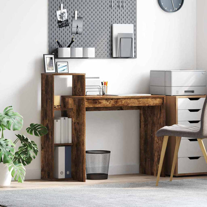 Birou cu raft Stejar afumat 100 x 40 x 90 cm Lemn compozit - WALTI WALTI