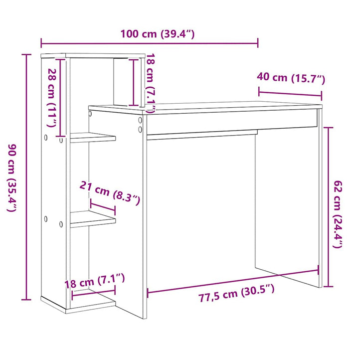 Birou cu raft Lemn vechi 100 x 40 x 90 cm Lemn compozit - WALTI WALTI