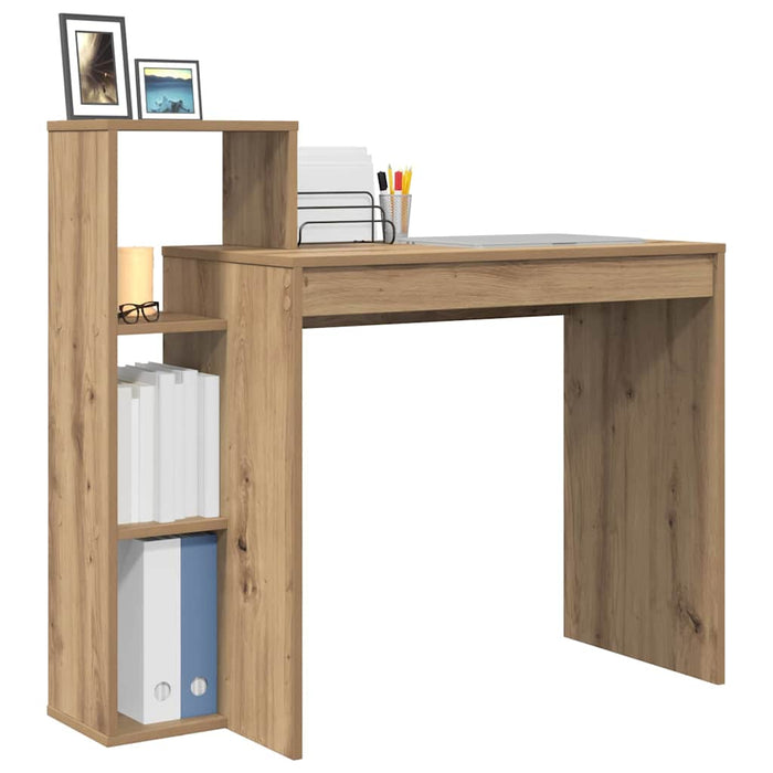 Birou cu raft stejar artizanal 100 x 40 x 90 cm Lemn compozit - WALTI WALTI
