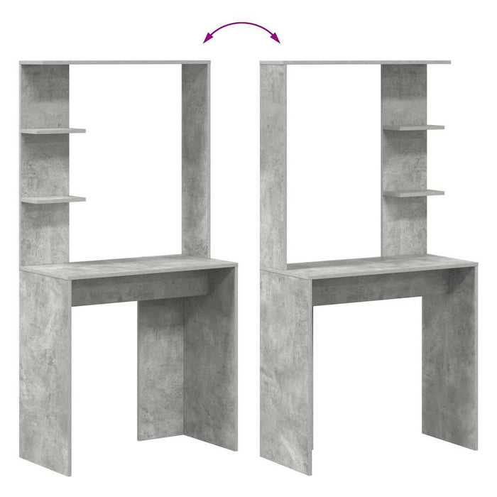 Birou cu raft Gri din beton 78,5 x 37 x 154,5 cm Lemn compozit - WALTI WALTI