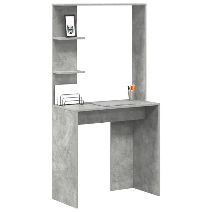 Birou cu raft Gri din beton 78,5 x 37 x 154,5 cm Lemn compozit - WALTI WALTI