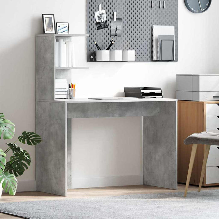 Birou cu raft Gri din beton 102 x 50 x 124 cm Lemn compozit - WALTI WALTI