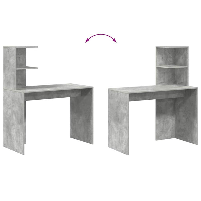 Birou cu raft Gri din beton 102 x 50 x 124 cm Lemn compozit - WALTI WALTI