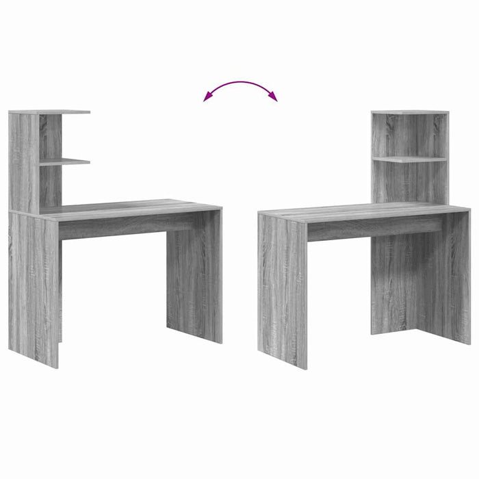 Birou cu raft Gri Sonoma 102 x 50 x 124 cm Lemn compozit - WALTI WALTI