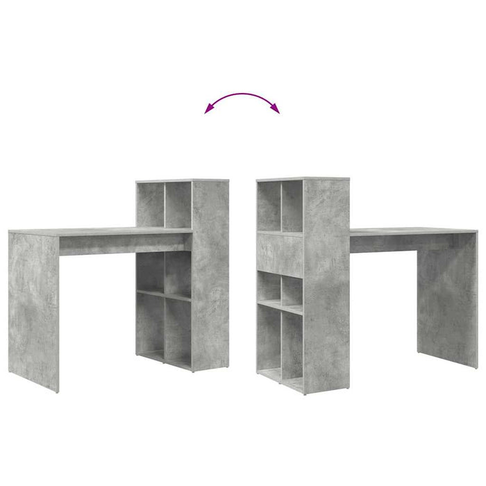 Birou cu raft Gri din beton 108 x 55 x 103.5 cm Lemn compozit - WALTI WALTI