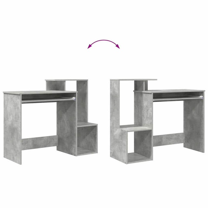 Birou cu raft Gri beton 106 x 40 x 88.5 cm Lemn compozit - WALTI WALTI