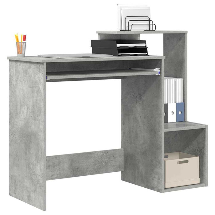 Birou cu raft Gri beton 106 x 40 x 88.5 cm Lemn compozit - WALTI WALTI
