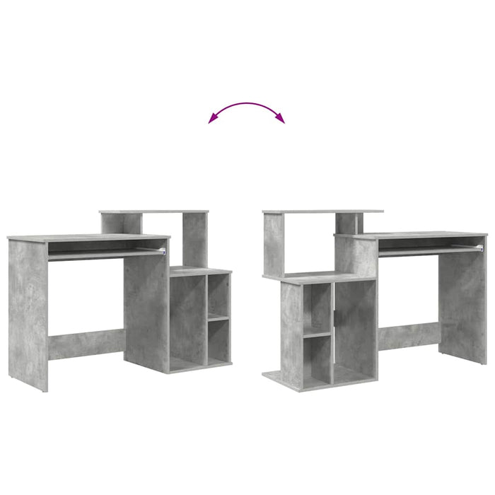 Birou cu depozitare cu raft Gri beton 120.5 x 44 x 88.5 cm - WALTI WALTI