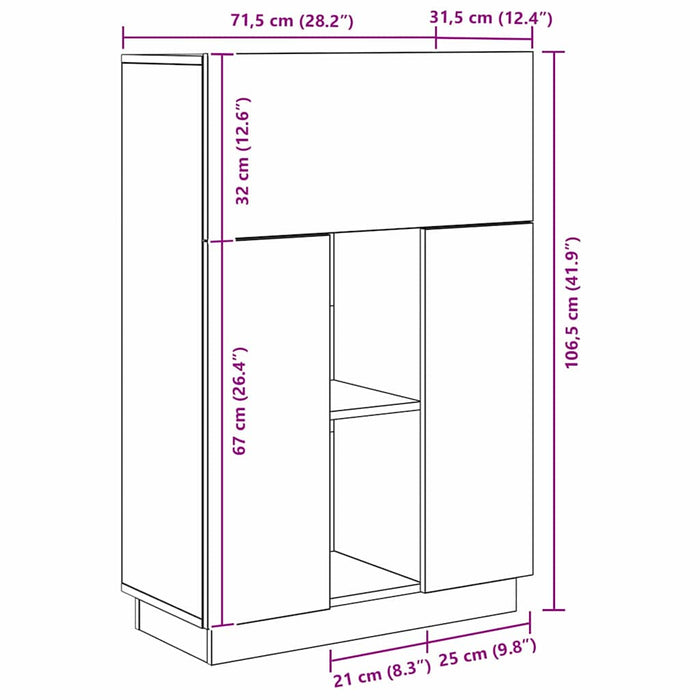 Birou cu ușă Stejar sonoma 71.5 x 31.5 x 106.5 cm Lemn compozit - WALTI WALTI