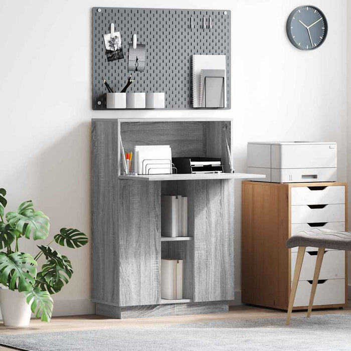 Birou cu raft cu ușă Gri 71.5 x 31.5 x 106.5 cm Lemn compozit - WALTI WALTI