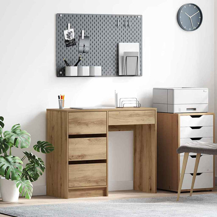 Birou cu raft stejar artizanal 90 x 37.5 x 75 cm Lemn compozit - WALTI WALTI