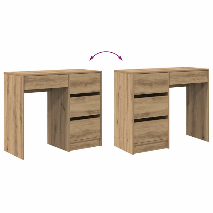 Birou cu raft stejar artizanal 90 x 37.5 x 75 cm Lemn compozit - WALTI WALTI