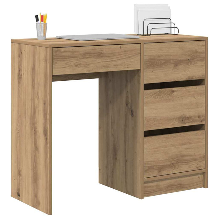 Birou cu raft stejar artizanal 90 x 37.5 x 75 cm Lemn compozit - WALTI WALTI