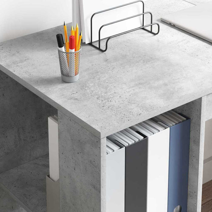 Birou cu Depozitare Gri beton 130 x 50.5 x 75 cm Lemn compozit - WALTI WALTI