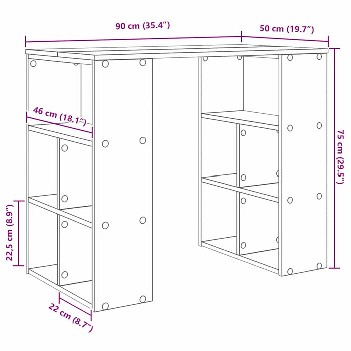 Birou cu raft Lemn Vechi 90 x 50 x 75 cm Lemn compozit - WALTI WALTI