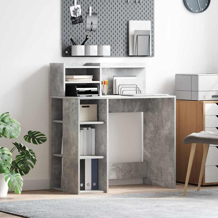 Birou cu Stocare Gri beton 90 x 48 x 101.5 cm Lemn compozit - WALTI WALTI