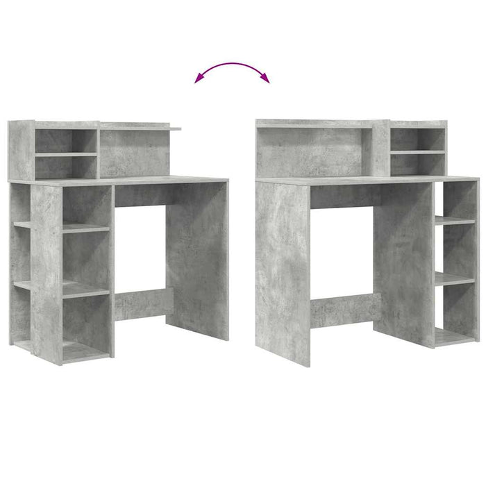 Birou cu Stocare Gri beton 90 x 48 x 101.5 cm Lemn compozit - WALTI WALTI