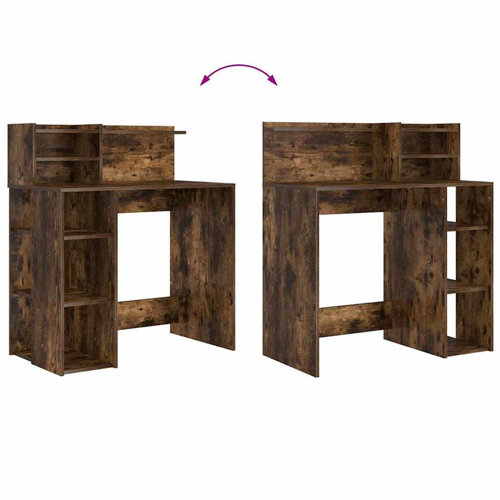 Birou cu Stocare Stejar afumat 90 x 48 x 101.5 cm Lemn compozit - WALTI WALTI