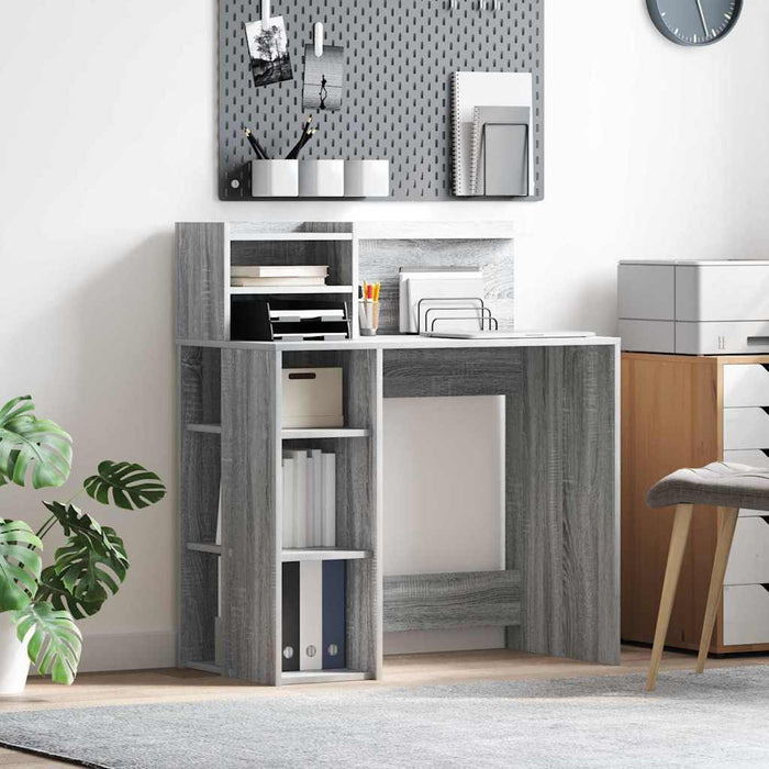 Birou cu Stocare sonoma gri 90 x 48 x 101.5 cm Lemn compozit - WALTI WALTI