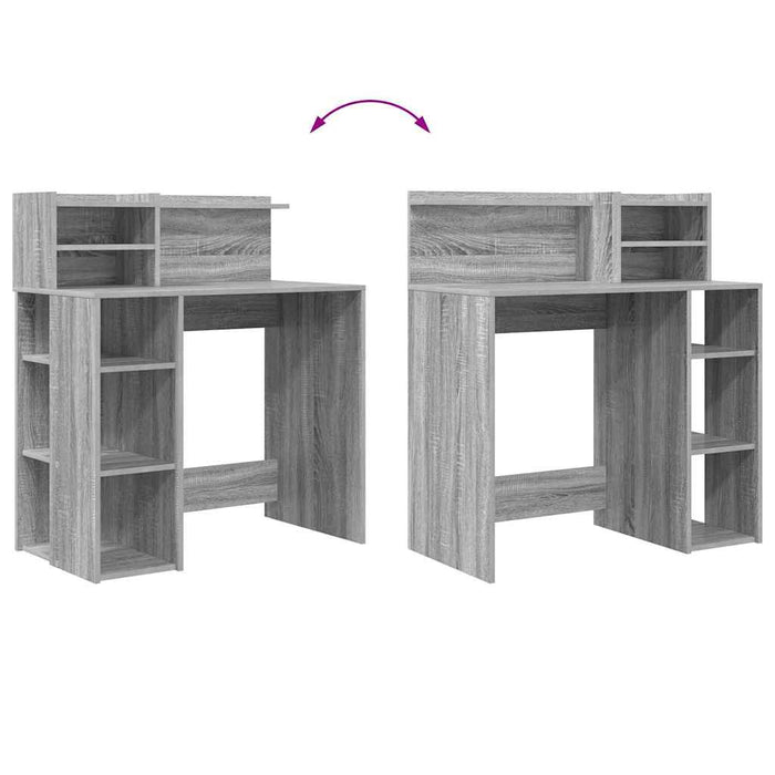 Birou cu Stocare sonoma gri 90 x 48 x 101.5 cm Lemn compozit - WALTI WALTI