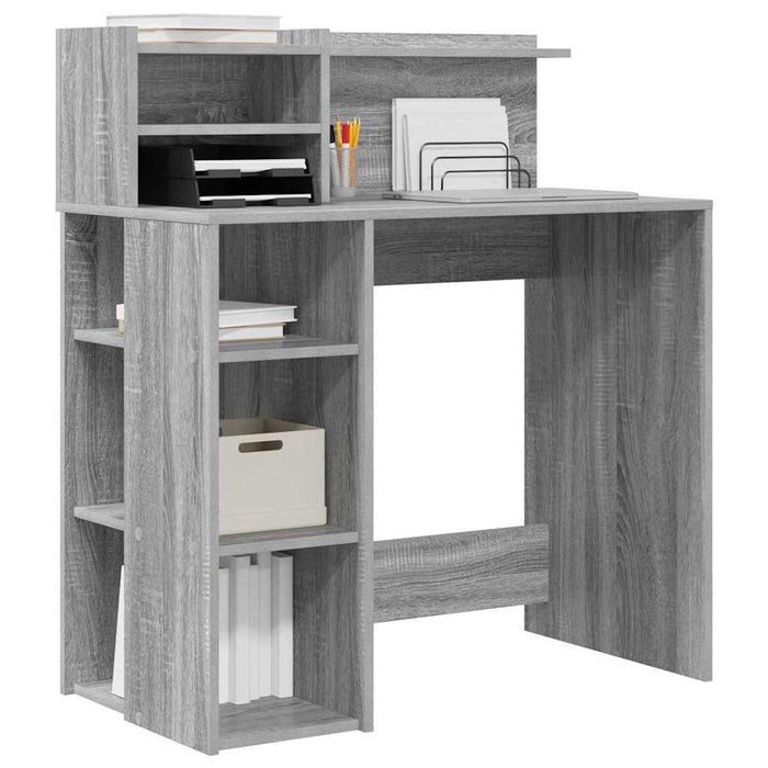 Birou cu Stocare sonoma gri 90 x 48 x 101.5 cm Lemn compozit - WALTI WALTI