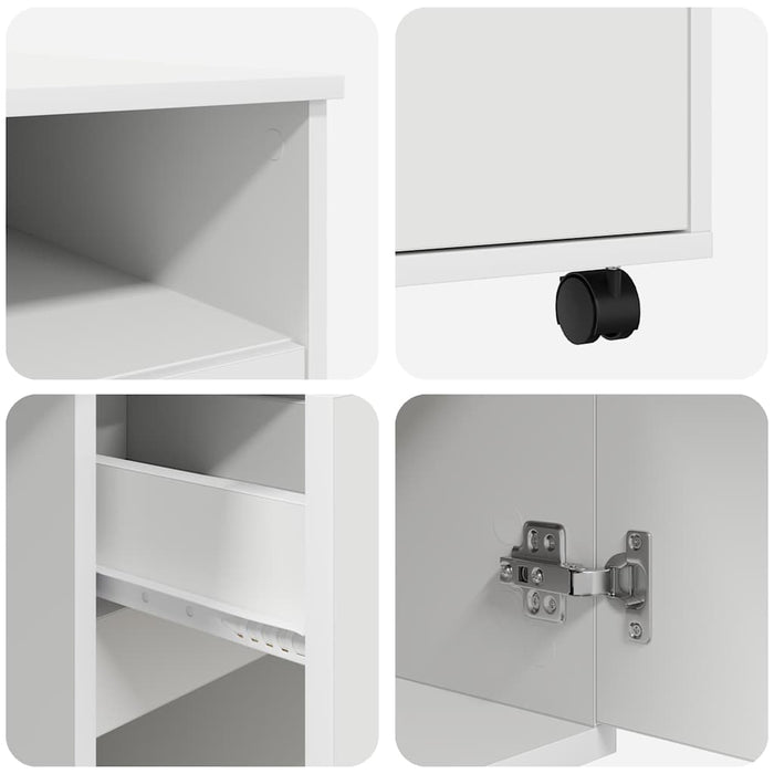 Birou cu roți cu sertar Alb 91 x 50 x 77 cm Lemn compozit - WALTI WALTI