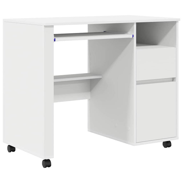 Birou cu roți cu sertar Alb 91 x 50 x 77 cm Lemn compozit - WALTI WALTI