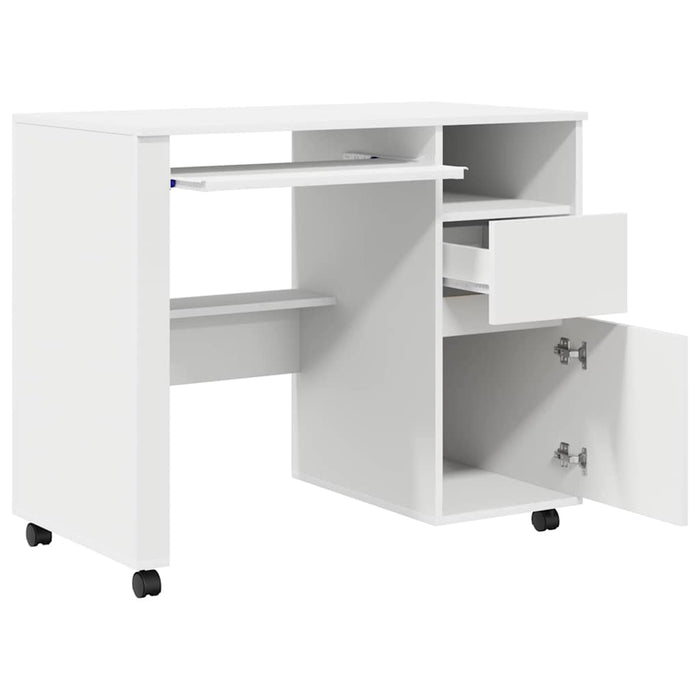 Birou cu roți cu sertar Alb 91 x 50 x 77 cm Lemn compozit - WALTI WALTI
